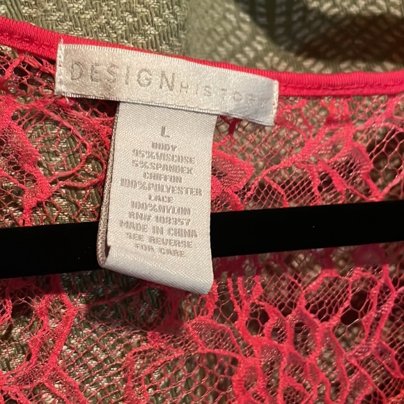 Design History size L Sleeveless Pink Lace Top EUC - Picture 2 of 9